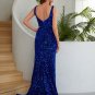 Sheath/Column Velvet Sequins V-neck Sleeveless Sweep/Brush Train Dresses