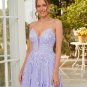 A-Line/Princess Tulle Applique V-neck Sleeveless Floor-Length Dresses
