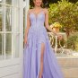 A-Line/Princess Tulle Applique V-neck Sleeveless Floor-Length Dresses