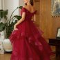A-Line/Princess Tulle Ruffles Off-the-Shoulder Sleeveless Floor-Length Dresses