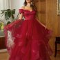 A-Line/Princess Tulle Ruffles Off-the-Shoulder Sleeveless Floor-Length Dresses