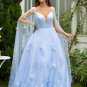 A-Line/Princess Tulle Applique V-neck Sleeveless Sweep/Brush Train Dresses