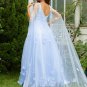 A-Line/Princess Tulle Applique V-neck Sleeveless Sweep/Brush Train Dresses