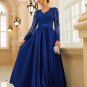 A-Line/Princess Satin Lace V-neck Long Sleeves Floor-Length Dresses
