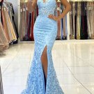 Sheath/Column Lace V-neck Sleeveless Sweep/Brush Train Dresses