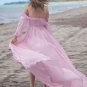 A-Line/Princess Chiffon Ruched Off-the-Shoulder Long Sleeves Sweep/Brush Train Dresses