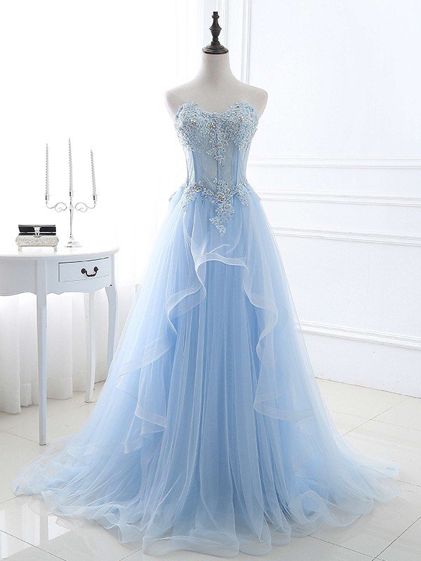 Tulle Applique Sweetheart Sleeveless Sweep/Brush Train Dresses