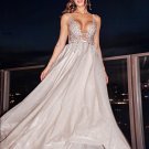 Organza V-neck Sleeveless Beading Sweep/Brush Train Dresses