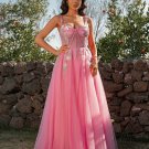 Tulle Applique Straps Sleeveless Floor-Length Dresses