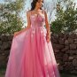 Tulle Applique Straps Sleeveless Floor-Length Dresses