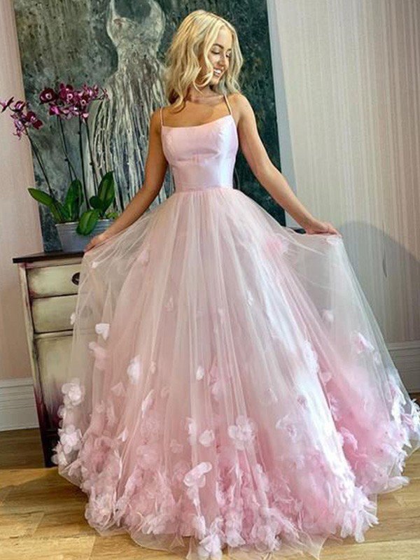 Tulle Applique Floor-Length Sleeveless Dresses