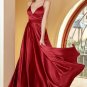 Burgundy Spaghetti Straps Simple Prom Dress