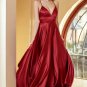 Burgundy Spaghetti Straps Simple Prom Dress
