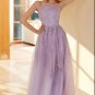 Charming A Line Spaghetti Straps Light Purple Long Prom Dress with Appliques