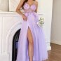 Purple Beading Tulle Prom Dress