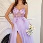 Purple Beading Tulle Prom Dress