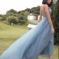 A-line Long Blue Prom Dress with Appliques