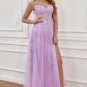 Purple Off the Shoulder Long Prom Dress with Appliques