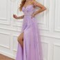Purple Off the Shoulder Long Prom Dress with Appliques