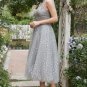 Grey Spaghetti Straps Tea-Length Prom Dress With Bowknots