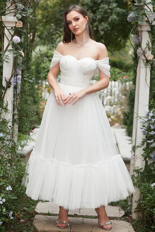 Ivory Off The Shoulder Prom Dress