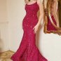 Hot Pink Sequin Mermaid Plus Size Prom Dress with Lac-up Back