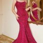 Hot Pink Sequin Mermaid Plus Size Prom Dress with Lac-up Back