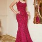 Hot Pink Sequin Mermaid Plus Size Prom Dress with Lac-up Back