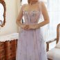 Lavender Tulle A Line Corset Plus Size Prom Dress with Embroidered