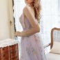 Lavender Tulle A Line Corset Plus Size Prom Dress with Embroidered