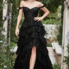 Sky Blue A Line One Shoulder Long Prom Dress with Appliques