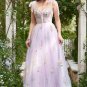 A-line Lilac Embroidery Corset Long Prom Dress