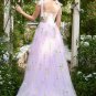 A-line Lilac Embroidery Corset Long Prom Dress