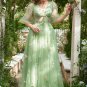 A-Line V-Neck Spaghetti Straps Embroidery Green Long Prom Dress with Slit