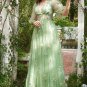 A-Line V-Neck Spaghetti Straps Embroidery Green Long Prom Dress with Slit