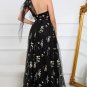 A-Line One Shoulder Black Long Prom Dress With Embroidery