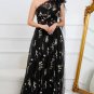 A-Line One Shoulder Black Long Prom Dress With Embroidery