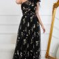 A-Line One Shoulder Black Long Prom Dress With Embroidery