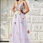 A Line Deep V Neck Lavender Long Prom Dress with Open Back