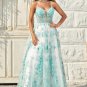 A Line Spaghetti Straps Green Corset Prom Dress with Criss Cross Back