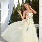Champagne Spaghetti Straps Prom Dress With 3D Flowers