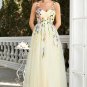 Champagne Spaghetti Straps Prom Dress With 3D Flowers