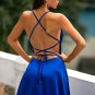Royal Blue Backless Satin Dress
