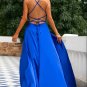 Royal Blue Backless Satin Dress