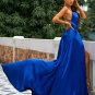 Royal Blue Backless Satin Dress