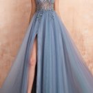 V-neck Slit Tulle Dress