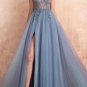V-neck Slit Tulle Dress