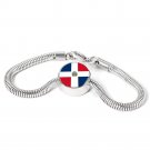 Dominican Republic Flag Love My Country Handmade Stainless Steel Circle Charm Br