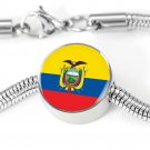 Ecuador Flag Love My Country Handmade Stainless Steel Circle Charm Bracelet