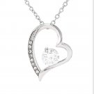 Forever Love Necklace Cubic Zirconia Heart Pendant 18k Gold Finish or Stainless